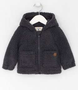 Jaqueta Infantil em Sherpa com Capuz -  Tam 3 a 18 meses