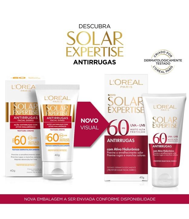 Protetor Solar Facial L'Oréal Paris Solar Expertise Antirrugas FPS 60, 40g 40g 3