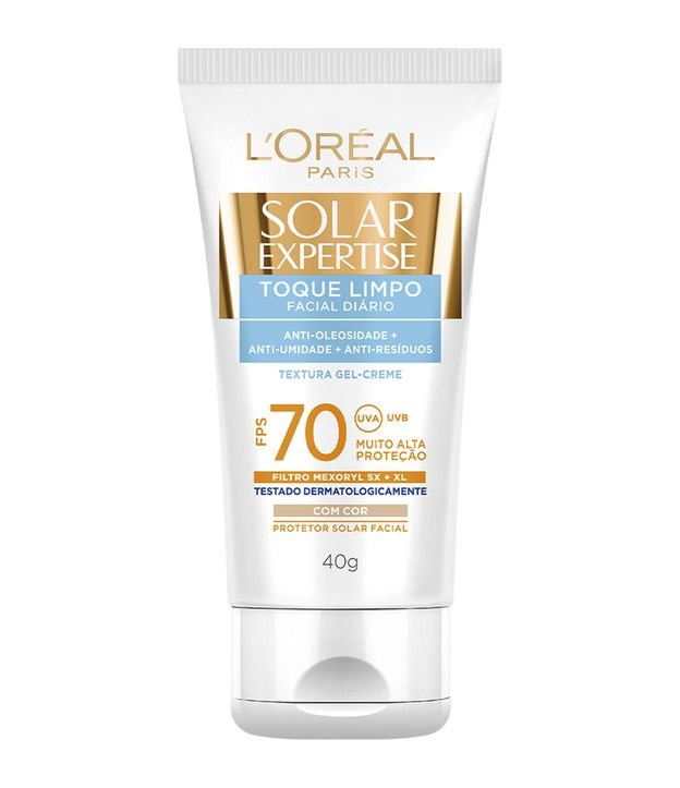 Protetor Solar Facial L'Oréal Paris Solar Expertise Toque Limpo Com Cor FPS 70, 40g