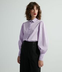 Camisa Manga Longa Bufante em Tricoline