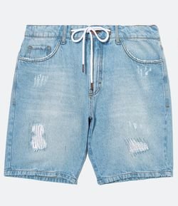 Bermuda Jeans Slim com Amarração