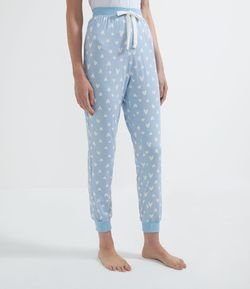 Calça de Pijama em Viscolycra com Estampa de Corações