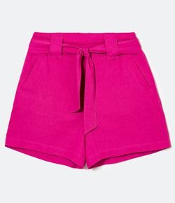 Short em Viscolinho com Cinto Faixa para Amarração