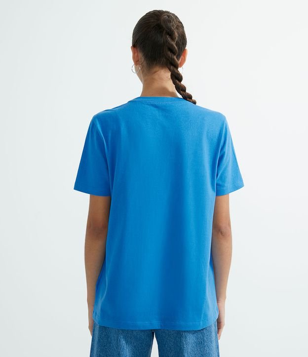 Camiseta Manga Curta com Estampa | Blue Steel | Azul | PP