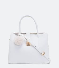Bolsa Grande Satchel com Pompom