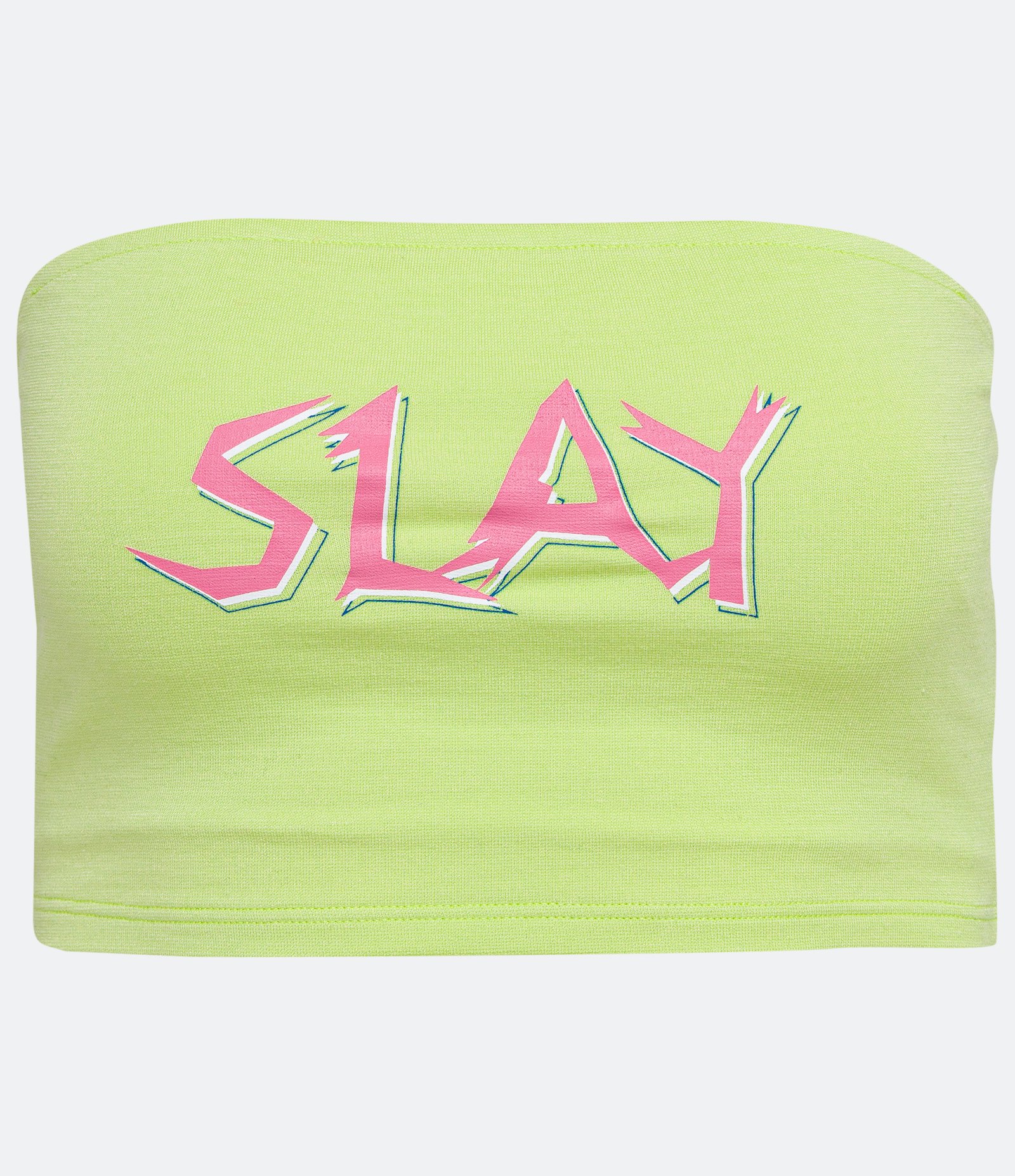 Blusa Cropped Tomara que Caia e Lettering Slay Verde 1