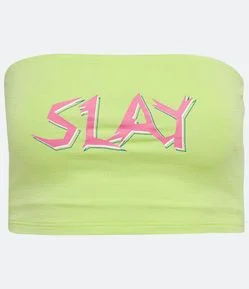 Blusa Cropped Tomara que Caia e Lettering Slay