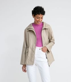 Jaqueta Parka em Algodão com Capuz e Bolsos