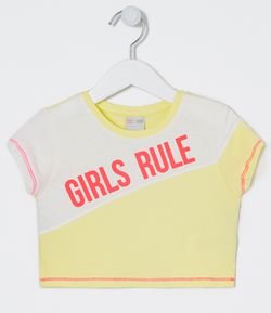 Blusa Infantil Cropped "Girls Rule" - Tam 5 a 14 anos