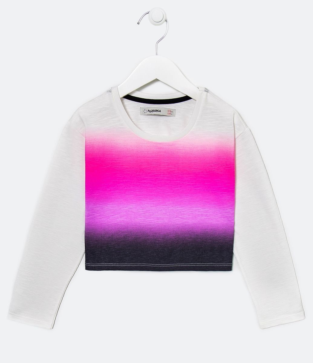 Menor preço em Blusa Cropped Infantil Estampa Dip Dye - Tam 5 a 14 anos