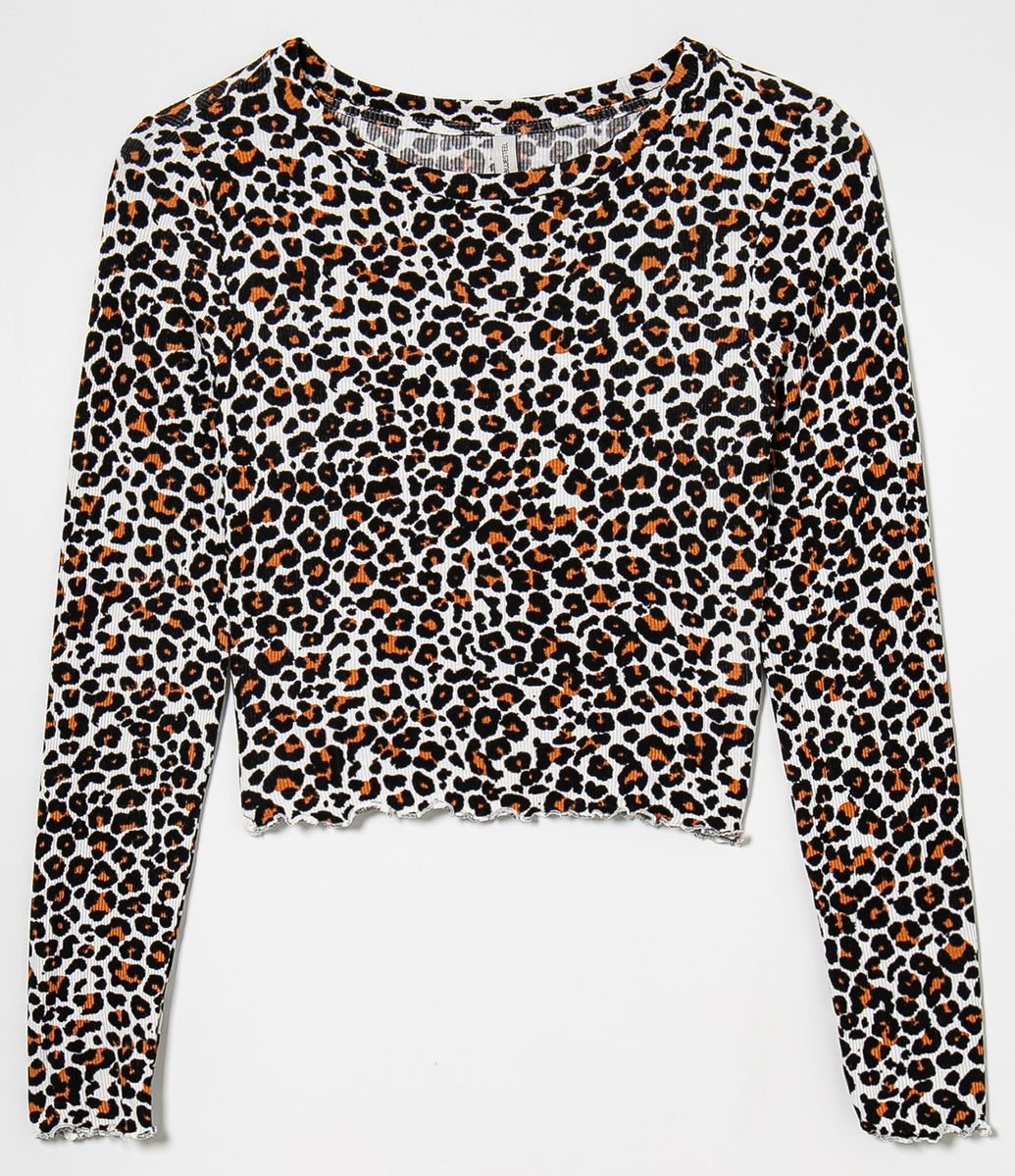 blusa animal print manga longa