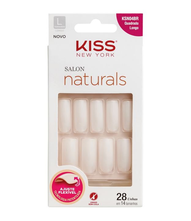 Unhas Postiças Salon Natural Quadrada Longa Kiss