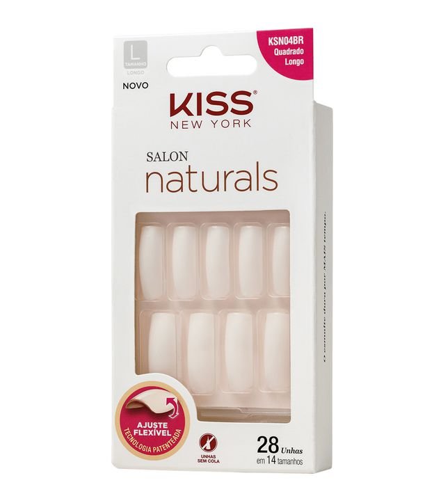 Unhas Postiças Salon Natural Quadrada Longa Kiss Natural 2