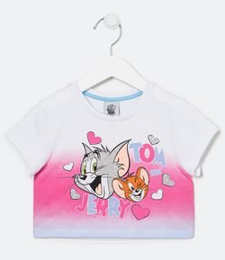 Blusa Infantil Cropped Tom e Jerry - Tam 5 a 14 anos