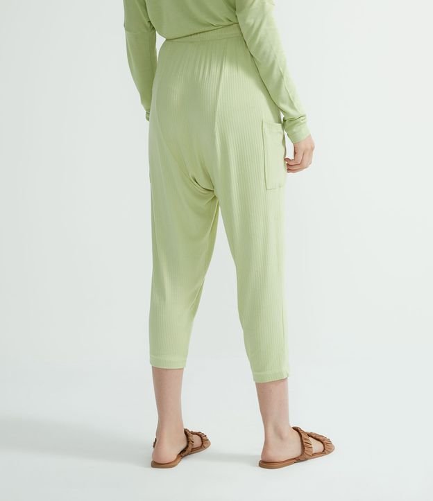 Pantalón Saruel en Viscosa Acanalada con Bolsillos Laterales Verde 2