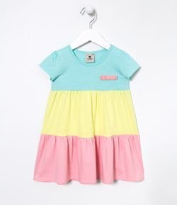 Vestido Infantil Tricolor - Tam 1 a 5 anos