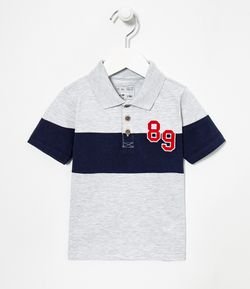 Camiseta Infantil Polo com Faixa de Cor - Tam 1 a 5 anos