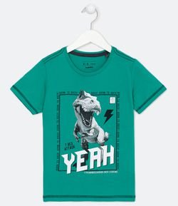Camiseta Infantil Estampa Dino - Tam 5 a 14 anos
