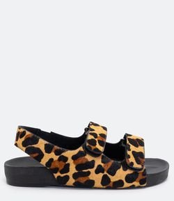 Sandália Duas Tiras Animal Print Satinato