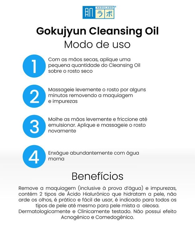 Óleo De Limpeza Facial Gokujyun Oil Cleansing Hada Labo 200ml 3