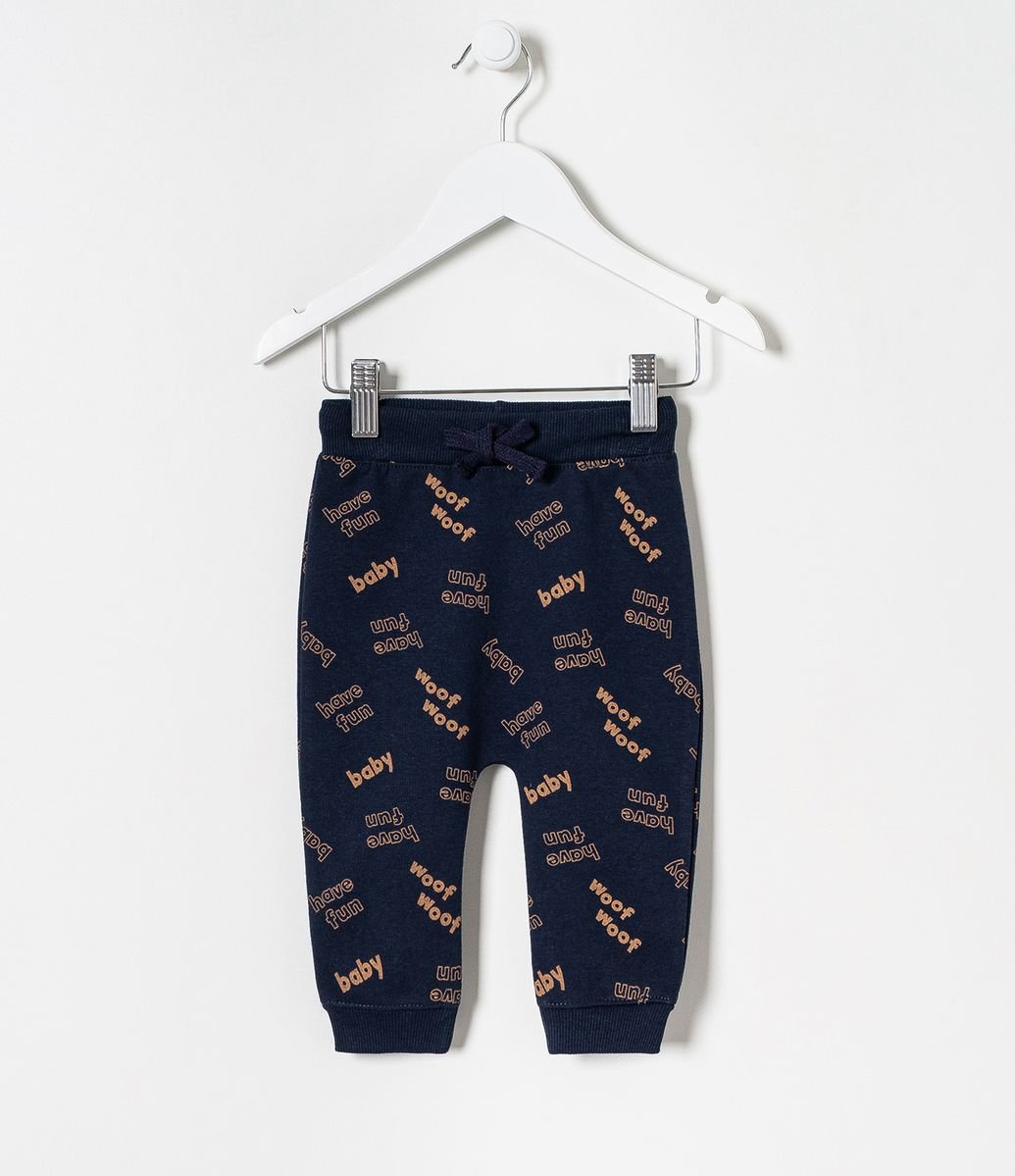 Calça Infantil em Moletom Estampa Lettering - Tam 0 a 18 meses Menor preço em Calça Infantil em Moletom Estampa Lettering - Tam 0 a 18 meses