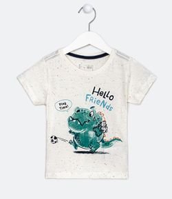 Camiseta Infantil  Estampa Dino Futebol  - Tam 1 a 5 anos