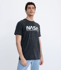Camiseta Manga Curta em Algodão Estampa NASA