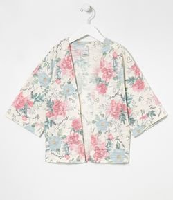 Kimono Infantil Estampa Floral - Tam 5 a 14 anos
