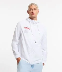 Jaqueta com Capuz em Poliamida Estampa NASA e Bandeira Aplicada