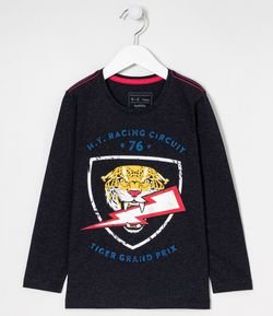 Camiseta Infantil Estampa Tigre - Tam 5 a 14 anos