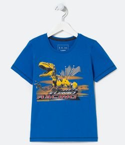 Camiseta Infantil Estampa Dino Racing - Tam 5 a 14 anos