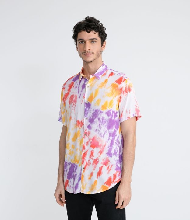 Camisa Manga Curta em Viscose  Estampa Tie Dye  - Cor: Multicores - Tamanho: G