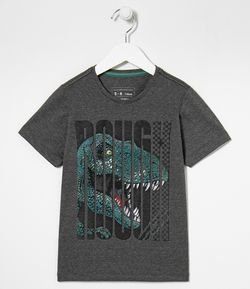 Camiseta Infantil Estampa Dino Lettering  - Tam 5 a 14 anos