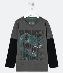 Camiseta Infantil Lettering Dino - Tam 5 a 14 anos