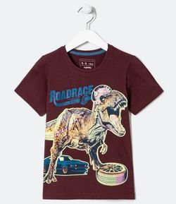 Camiseta Infantil em Algodão Dino Roadrage - Tam 5 a 14 anos