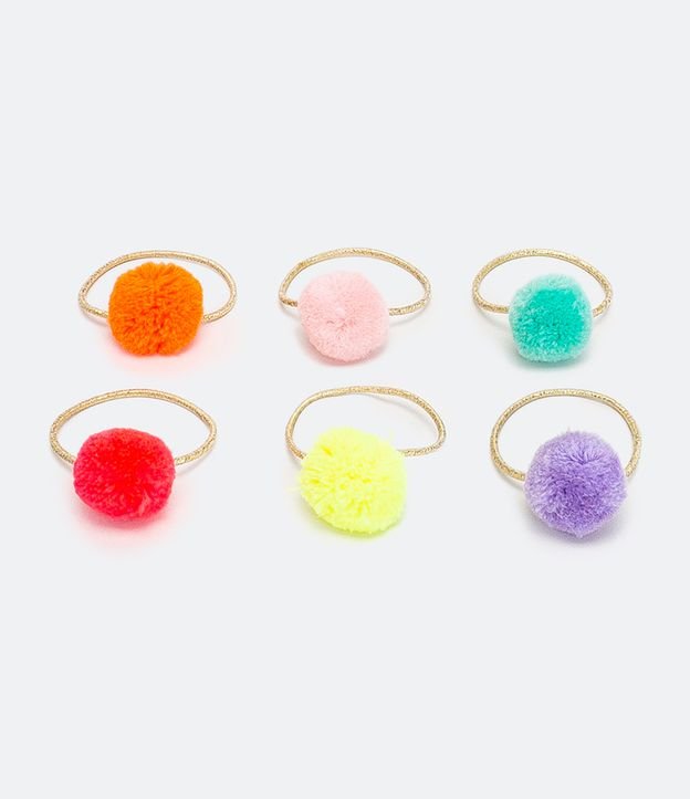Presilha de Cabelo Infantil com Pompons Coloridos