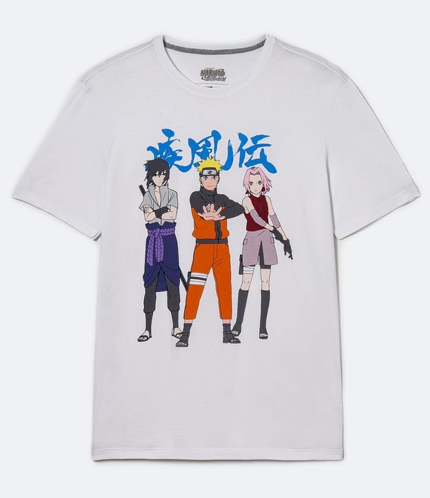 Camiseta Algodão Simbolo Aldeia da Folha Naruto Cor:Branco;Tamanho