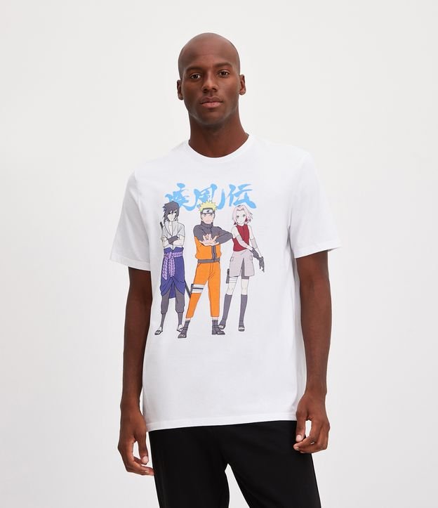 Camiseta Algodão Simbolo Aldeia da Folha Naruto Cor:Branco;Tamanho