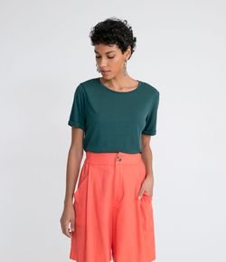 Blusa em Modal com Manga Curta sem Estampa