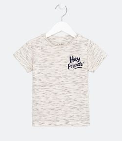 Camiseta Infantil Mescla Lettering "Hey Friends"- Tam 1 a 5 anos