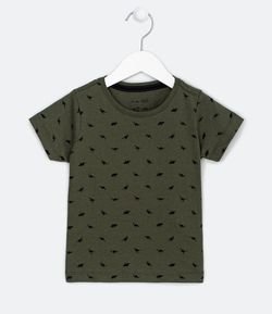 Camiseta Infantil Estampa Mini Ícones Dinossauros - Tam 1 a 5 anos