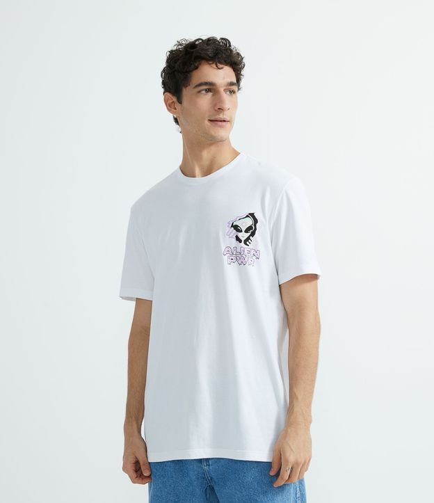 Camiseta com Estampa com Efeito no Sol - Cor: Branco - Tamanho: P