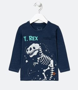 Camiseta Infantil T-Rex Esqueleto - Tam 1 a 5 anos
