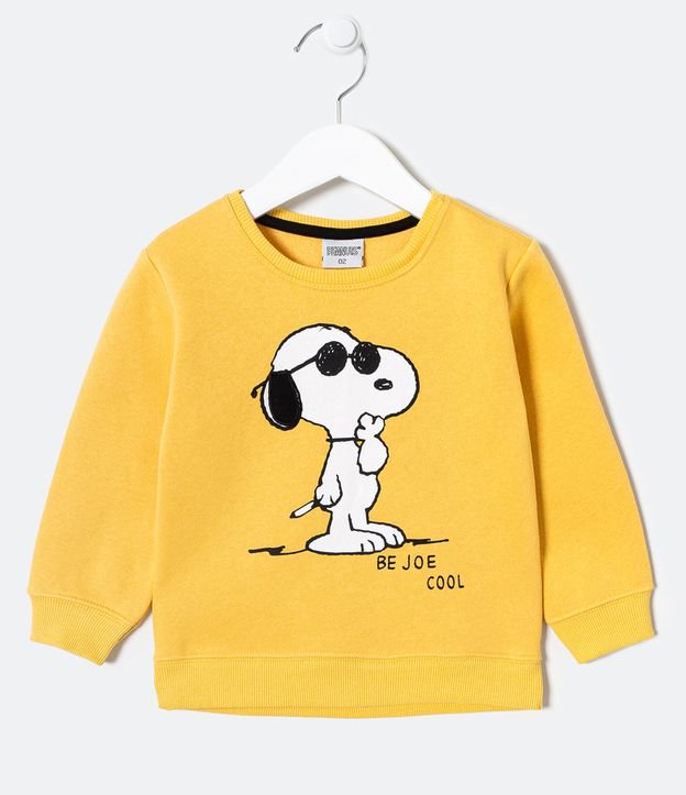 Blusão Infantil em Moletom Snoopy - Tam 1 a 4 anos Amarelo 1