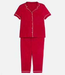 Pijama Blusa com Botões e Calça em Viscolycra Curve & Plus Size