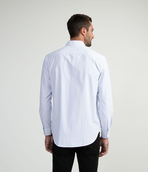 Camisa Manga Larga en Algodón con Estampado de Cuadros Blanco 2