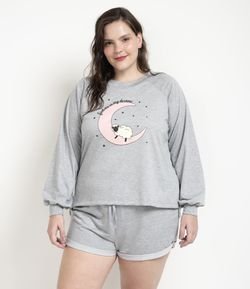 Pijama em Moletinho Estampa Lua e Carneirinho Curve & Plus Size