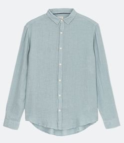 Camisa Comfort em Linho Texturizado com Manga Longa