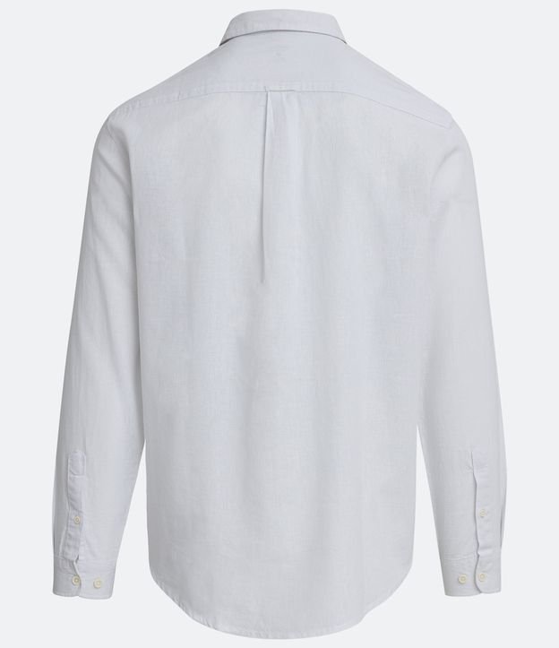 Camisa Comfort Básica em Linho com Gola Colarinho Branco 9
