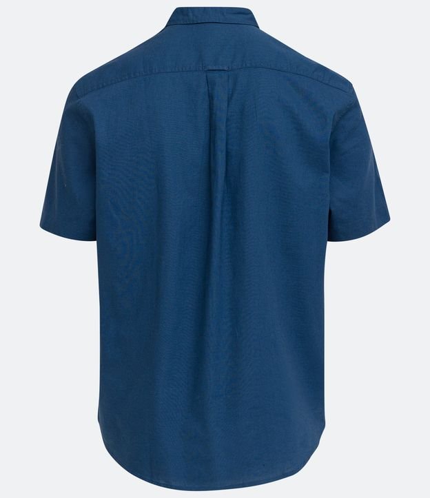 Camisa Manga Corta en Lino con Bolsillo Azul 6